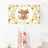 Zonnebloemen Hoogland Koe Baby shower Banner (Insitu)
