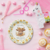 Zonnebloemen Hoogland Koe Baby shower Papier Bord (Feest)
