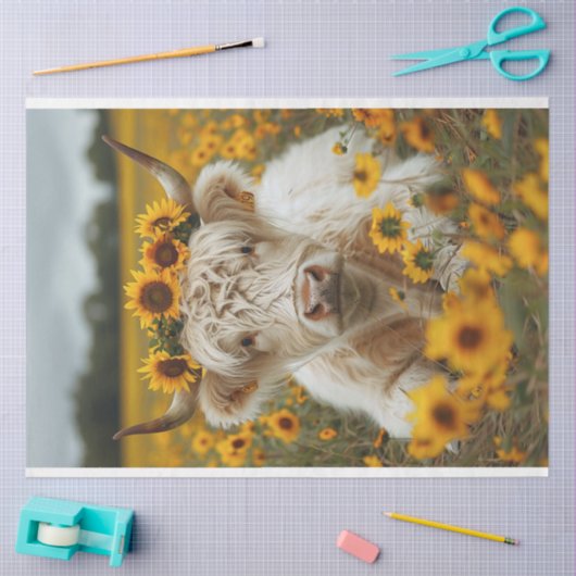 Zonnebloemen Hoogland Koe Decoupage tissuepapier (Craft)