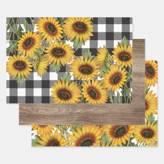 Zonnebloemen Hout Buffalo Inpakpapier Vel (Set)
