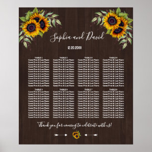Zonnebloemen Hout Weddenschappen Poster