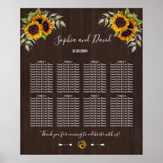 Zonnebloemen Hout Weddenschappen Poster (Voorkant)