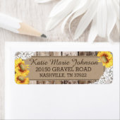 Zonnebloemen Houten Kant Rustiek Bruiloft Label (Insitu)