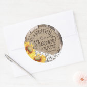 Zonnebloemen Houten Kant Rustiek Vrijgezellenfeest Ronde Sticker (Envelop)