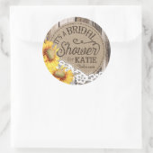 Zonnebloemen Houten Kant Rustiek Vrijgezellenfeest Ronde Sticker (Tas)