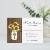 Zonnebloemen Houten Metselaars Pot RSVP Kaart (Staand voorkant)