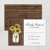 Zonnebloemen Houten Metselaars Pot RSVP Kaart (Voorkant / Achterkant)