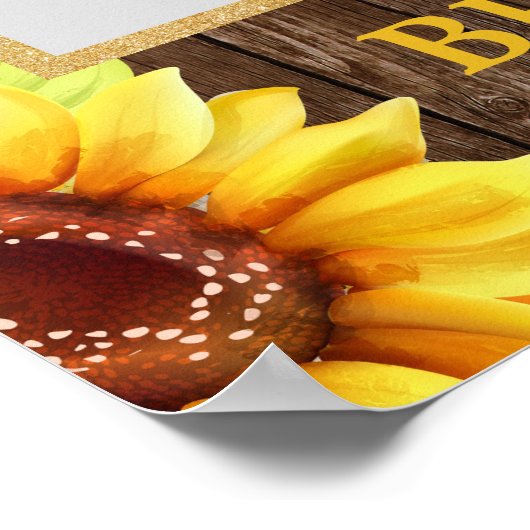 Zonnebloemen houten zomer foto prop booth poster (Hoek)