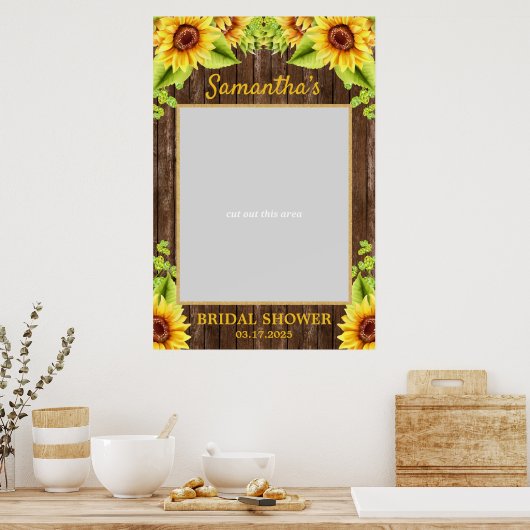 Zonnebloemen houten zomer foto prop booth poster (Keuken)