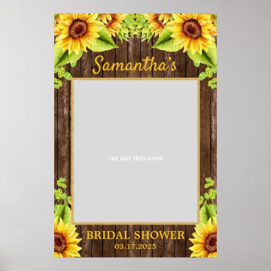 Zonnebloemen houten zomer foto prop booth poster (Voorkant)