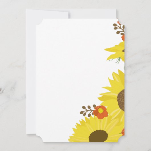 Zonnebloemen huwelijk kaart (Achterkant)