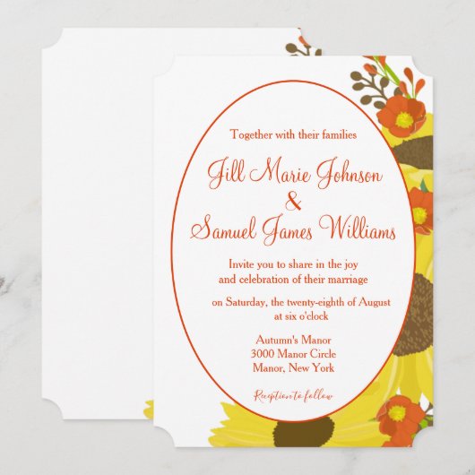 Zonnebloemen huwelijk kaart (Voorkant / Achterkant)