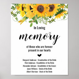 Zonnebloemen Huwelijksbord 'Ter nagedachtenis aan' Poster
