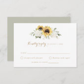 Zonnebloemen Hydrangea groen bruiloft RSVP Kaart (Voorkant / Achterkant)