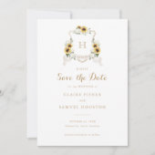 Zonnebloemen Hydrangea Groene Krans Save the Date Kaart (Voorkant)