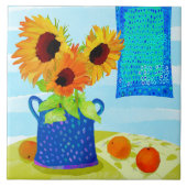 Zonnebloemen II Keramische keuken Tegeltje (Voorkant)