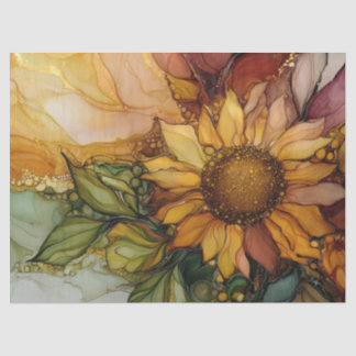 Zonnebloemen in Alcohol Inkt Serie Ontwerp #26 Tissuepapier