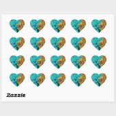 ZONNEBLOEMEN IN BLAUW BLAUWGROEN Save Date Heart M Hart Sticker (Vel)
