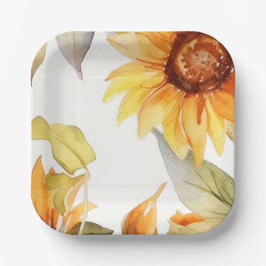 Zonnebloemen in Bloom Papieren Bordje (Voorkant)