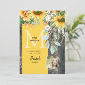 Zonnebloemen in Bloom Rustic Photo Vrijgezellenfee Kaart (Staand voorkant)