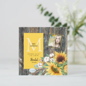 Zonnebloemen in Bloom Rustic Photo Vrijgezellenfee Kaart (Staand voorkant)