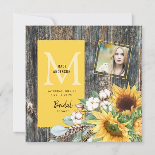 Zonnebloemen in Bloom Rustic Photo Vrijgezellenfee Kaart (Voorkant)