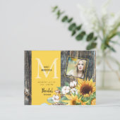 Zonnebloemen in Bloom Rustic Photo Vrijgezellenfee Uitnodiging Briefkaart (Staand voorkant)