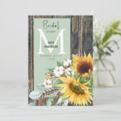Zonnebloemen in Bloom Rustiek Hout Salie Vrijgezel Kaart (Staand voorkant)