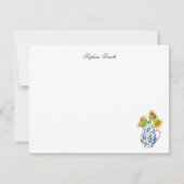Zonnebloemen in Blue en White Jug flat note card Bedankkaart (Voorkant)