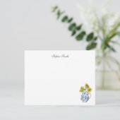 Zonnebloemen in Blue en White Jug flat note card Bedankkaart (Staand voorkant)