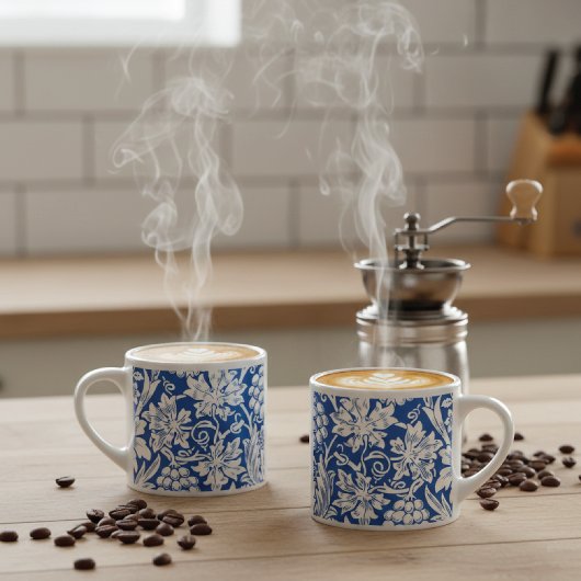 Zonnebloemen in Blue William Morris Espresso Kop