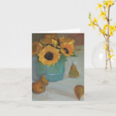 Zonnebloemen in Ceramische Pot met Peren - een Kaart (Gele Bloem)