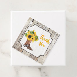 Zonnebloemen in Cowboy Boot Vrijgezellenfeest Dank Bedankjes Labels