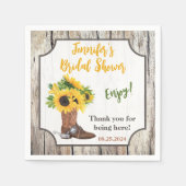 Zonnebloemen in Cowboy Boot Vrijgezellenfeest Servet (Voorkant)