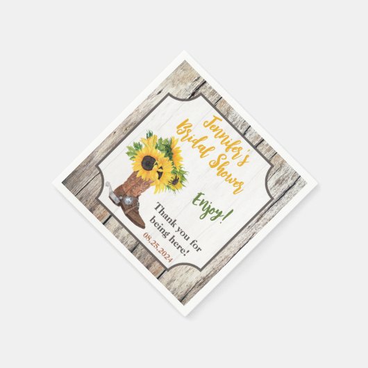 Zonnebloemen in Cowboy Boot Vrijgezellenfeest Servet (Hoek)