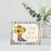 Zonnebloemen in Cowboy Boot Woodgrain Recept Kaart (Staand voorkant)