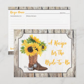 Zonnebloemen in Cowboy Boot Woodgrain Recept Kaart (Voorkant / Achterkant)