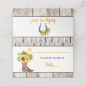 Zonnebloemen in cowboylaars bruids douche plaatskaartje (Buitenkant ongevouwen)