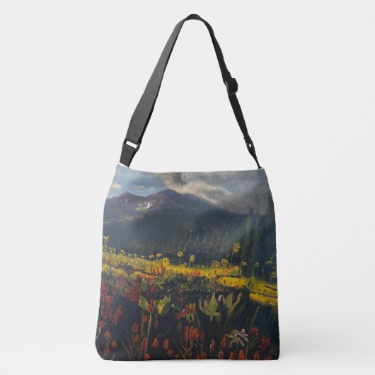 Zonnebloemen in de bergen, door Gary Poling Crossbody Tas (Achterkant)