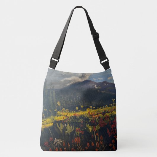 Zonnebloemen in de bergen, door Gary Poling Crossbody Tas (Voorkant)