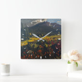 Zonnebloemen in de bergen, door Gary Poling Vierkante Klok (Huis)