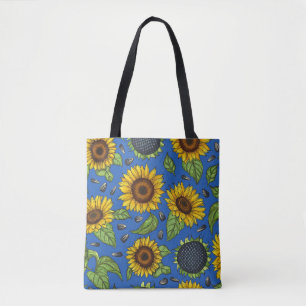 Zonnebloemen in de Gele Oekraïne op blauw Tas
