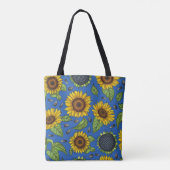 Zonnebloemen in de Gele Oekraïne op blauw Tas (Achterkant)