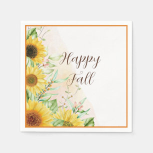 Zonnebloemen in de herfst met aanpasbare tekst servet