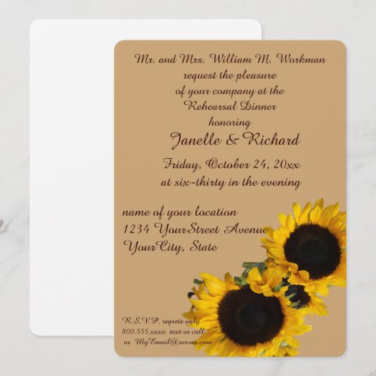 Zonnebloemen in de herfst van Beige Kaart (Voorkant / Achterkant)