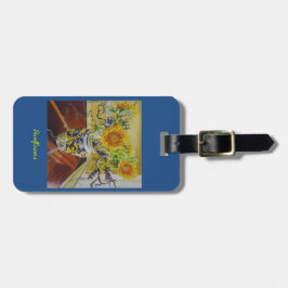 Zonnebloemen in de Italiaanse Vasebagage of paarse Bagagelabel