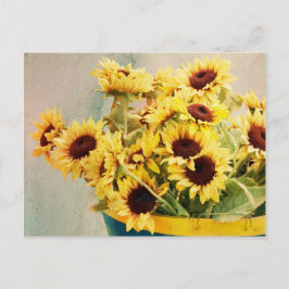 Zonnebloemen in de loop - horizontaal briefkaart