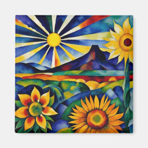 Zonnebloemen in de ochtend magneet