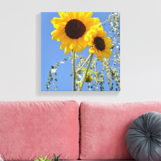Zonnebloemen in de Sky Canvas Print (Insitu (Woonkamer))