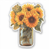 Zonnebloemen in de Sticker Mason Jar (Voorkant)